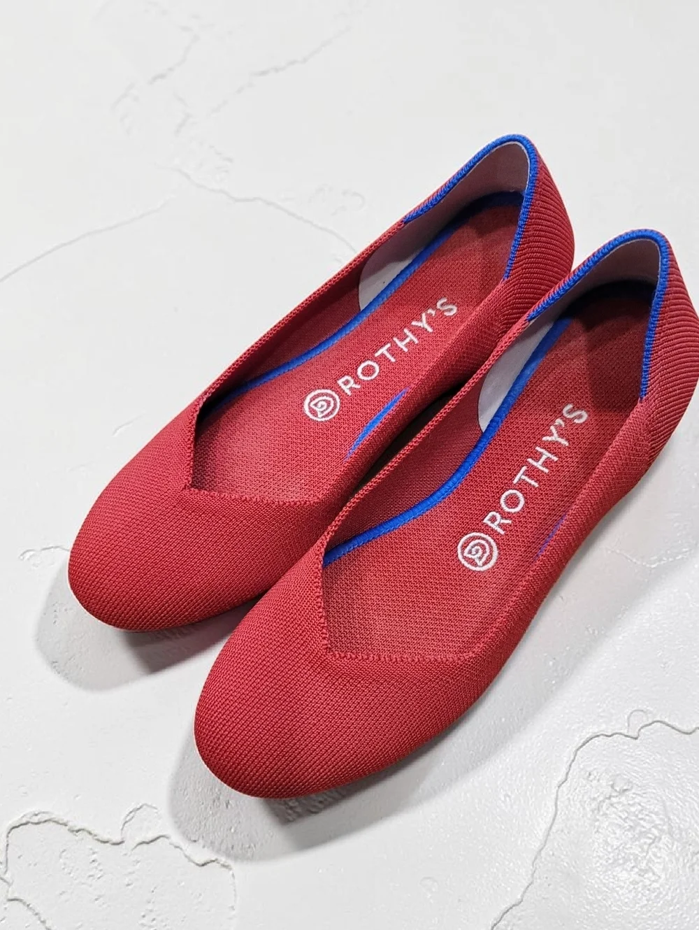 Sz 8 Rothy’s Red Rounded Toe Flats Knit Slip-On Sustainable Chic
